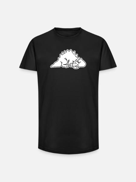 Sleeping Dino Dino, Dinosaur, Dinosaur, Lizard - Long Fit Men's T-Shirt - black