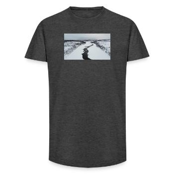 Une rivière sinueuse dans un paysage enneigé - T-shirt coupe longue homme - charbon - Devant - AI Model Male 185 light (185cm)