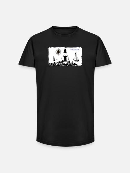 Warnemünde Leuchtturm Kompass Edition - Long Fit Männer T-Shirt - Schwarz