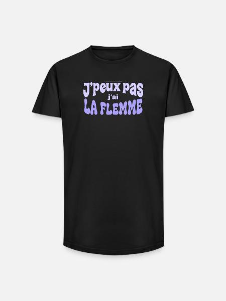 J'peux pas j'ai la flemme - T-shirt coupe longue homme - noir