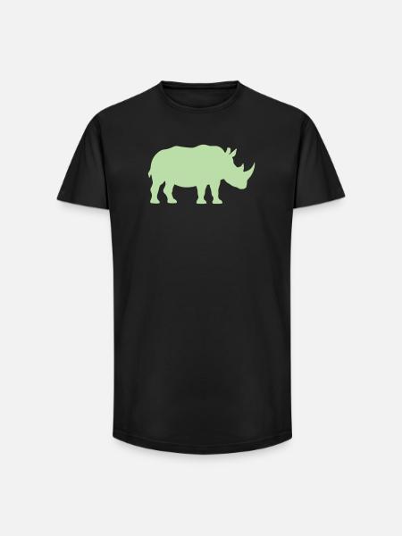 Pastel Green Rhino Silhouette - Long Fit Men's T-Shirt - black