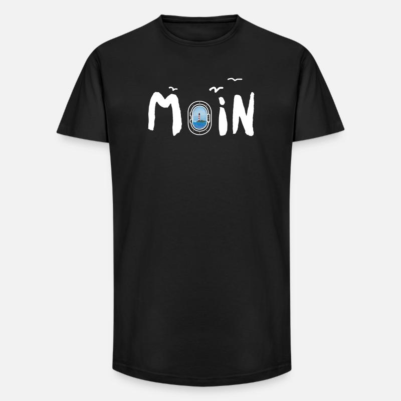Moin Leuchtturm - Long Fit Männer T-Shirt - Schwarz