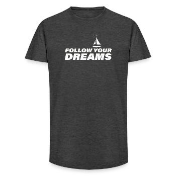 SUIVEZ VOS RÊVES - T-shirt coupe longue homme - charbon - Devant - AI Model Male 185 light (185cm)