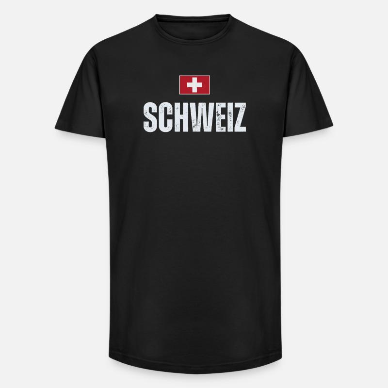 Schweizer Flagge, Schweizer Patriot - Long Fit Männer T-Shirt - Schwarz