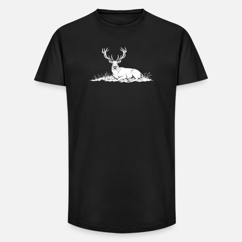 Hirsch - Long Fit Männer T-Shirt - Schwarz