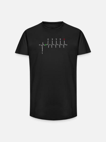 Neon N on Heartbeat - Long Fit Men's T-Shirt - black