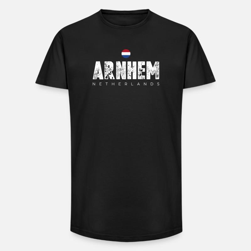Arnhem Netherlands Distressed Text Logo - Long Fit Men's T-Shirt - black