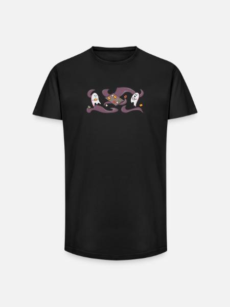 Ghosts Baking Cookies - Wide Motif - Long Fit Men's T-Shirt - black