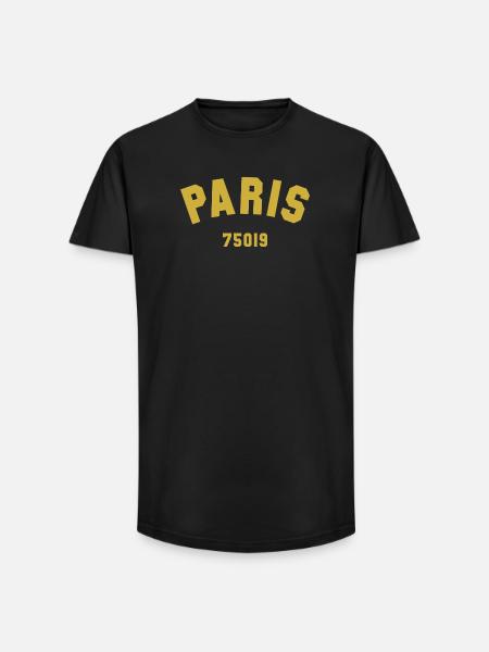 PARIS 19th arrondissement - Long Fit Men's T-Shirt - black