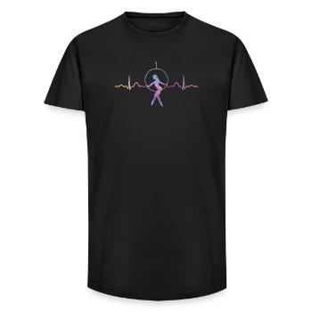 Anneau aérien Rythme de cœur Lyra Anneau aérien - T-shirt coupe longue homme - noir - Devant - AI Model Male 185 light (185cm)