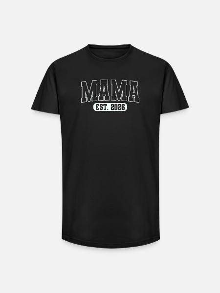 Mama Est. 2026 – Stærk bogstav forventningsfuld mor - Long fit herre T-shirt - sort