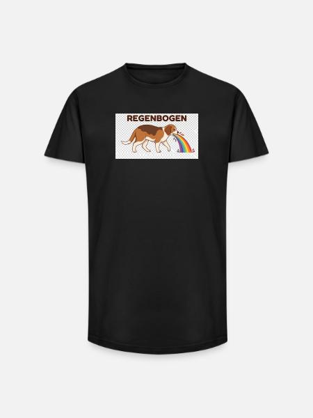 Beagle mit Regenbogenstrahl - Long Fit Männer T-Shirt - Schwarz
