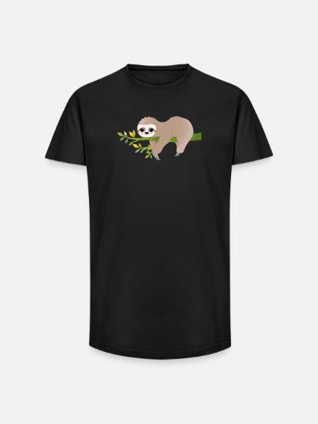Relaxed Sloth – Charming Relax Motif - Long Fit Men's T-Shirt - black