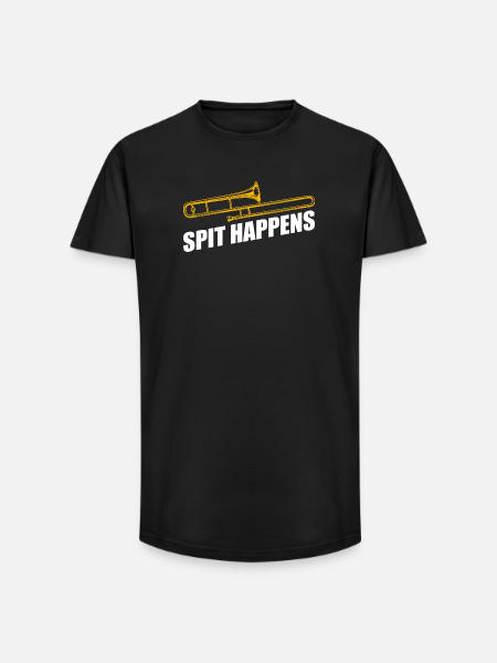 Spit happens Posaune Posaunenspieler Posaunist - Long Fit Männer T-Shirt - Schwarz
