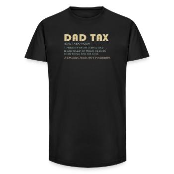 Taxe sur les pères : papa achète pour les enfants - T-shirt coupe longue homme - noir - Devant - AI Model Male 185 light (185cm)