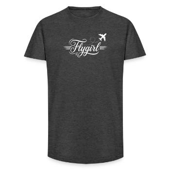 Flygirl Script mit Flugzeug-Schnörkel - Long Fit Männer T-Shirt - Anthrazit - Vorne - AI Model Male 185 light (185cm)