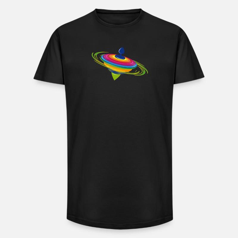 farbenfroher rotierender Kreisel - Long Fit Männer T-Shirt - Schwarz
