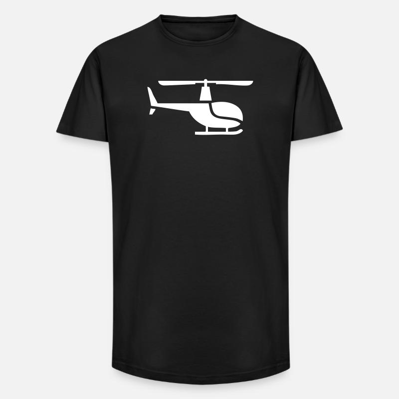 Helikopter seitlich - Long Fit Männer T-Shirt - Schwarz