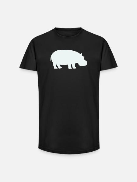 Silhouette de l’hippopotame bleu - T-shirt coupe longue homme - noir