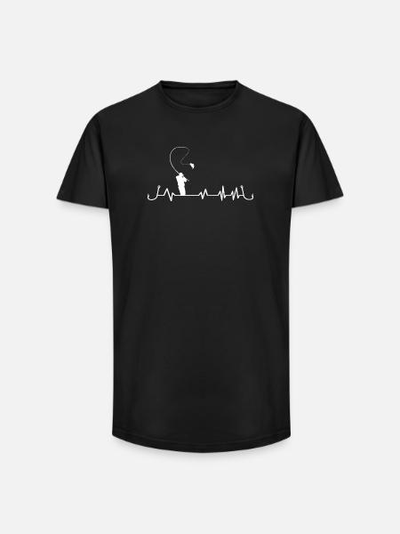 Heartbeat Fishing Fishing Angler Design - Long Fit Men's T-Shirt - black