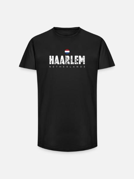 Haarlem Distressed Logo - Long Fit Men's T-Shirt - black
