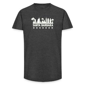 Silhouette côtière de Santa Barbara - T-shirt coupe longue homme - charbon - Devant - AI Model Male 185 light (185cm)