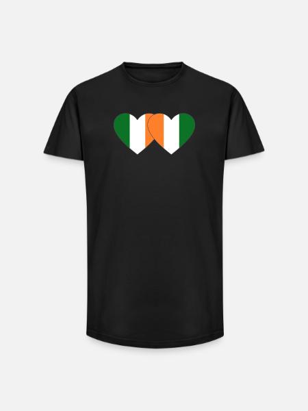 Irland_Elfenbeinkueste_Flagge_Herz - Long Fit Männer T-Shirt - Schwarz