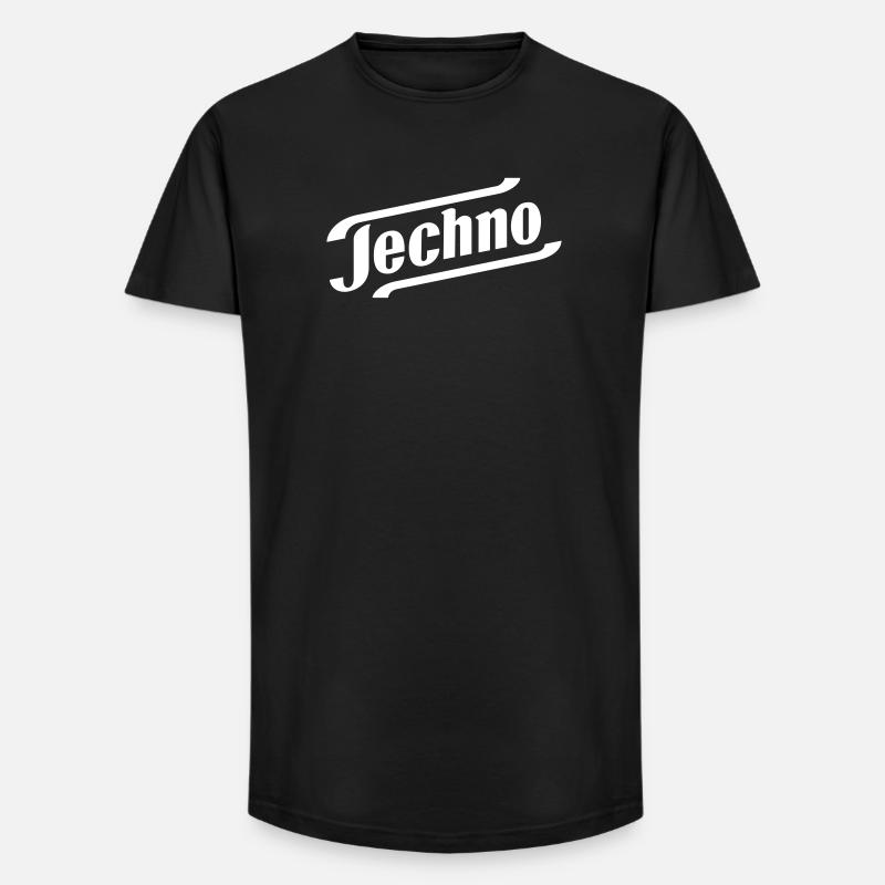 TECHNO - Long Fit Männer T-Shirt - Schwarz