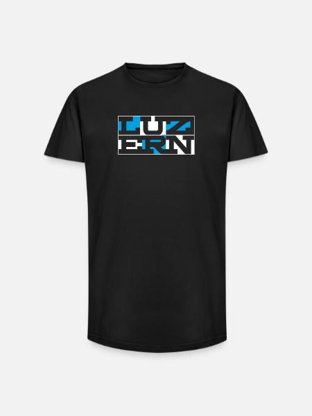 Lucerne Geometric Wordmark - Long Fit Men's T-Shirt - black