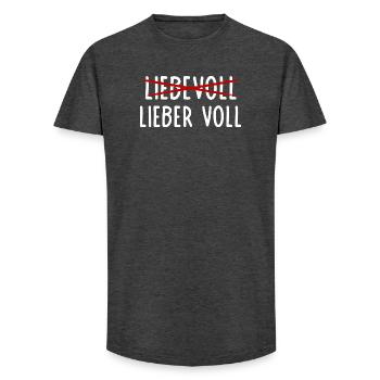 Lieber voll als Liebevoll / Witziger Bier Spruch - Long Fit Männer T-Shirt - Anthrazit - Vorne - AI Model Male 185 light (185cm)