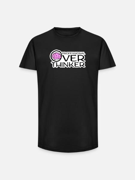Professional Overthinker Funny Brooding Anxiety Logo - Long Fit Men's T-Shirt - black
