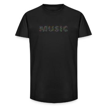 music - Long Fit Men's T-Shirt - black - Front - AI Model Male 185 light (185cm)