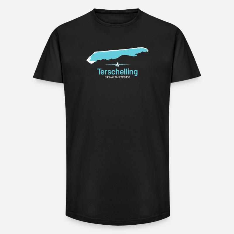 Terschelling | Carte de conception - T-shirt coupe longue homme - noir