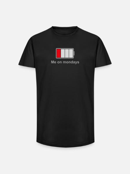 Low Battery Mondays – Low Energy Mood - Long Fit Men's T-Shirt - black