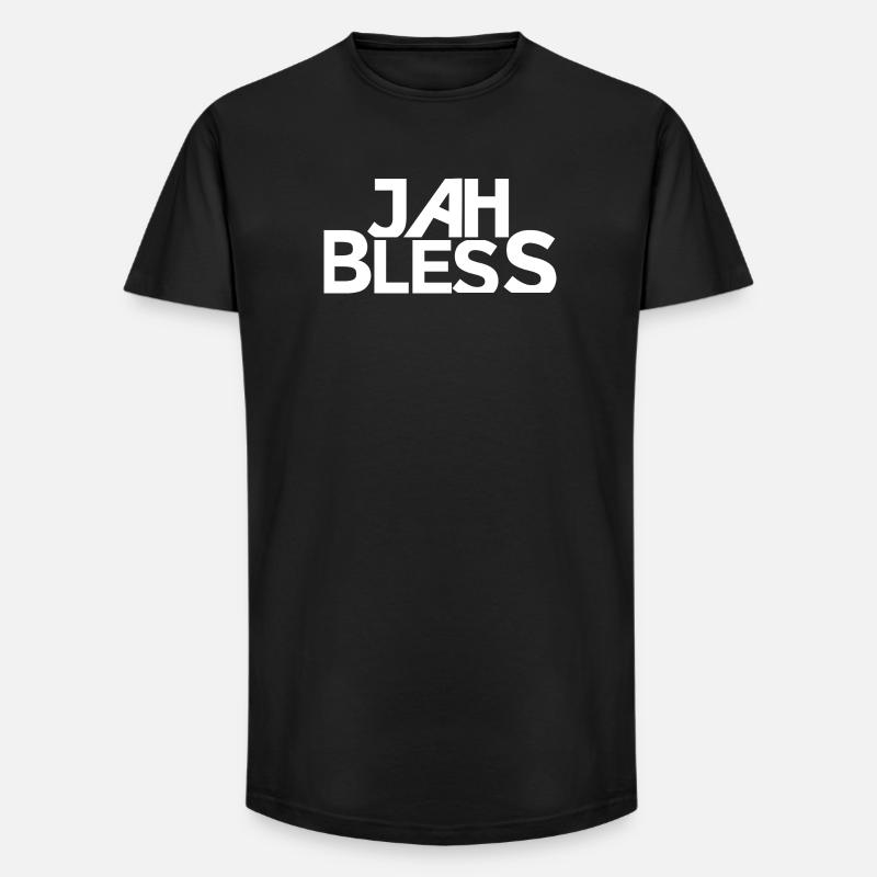 Jah Bless Blockschrift Design - Long Fit Männer T-Shirt - Schwarz