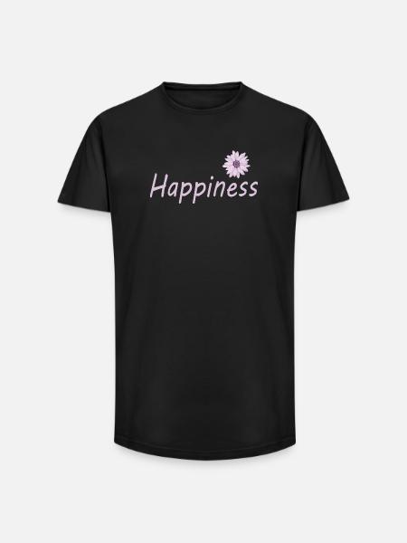 Bonheur - T-shirt coupe longue homme - noir