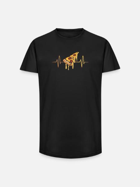 Pizza Pulse Heartbeat - Long Fit Men's T-Shirt - black