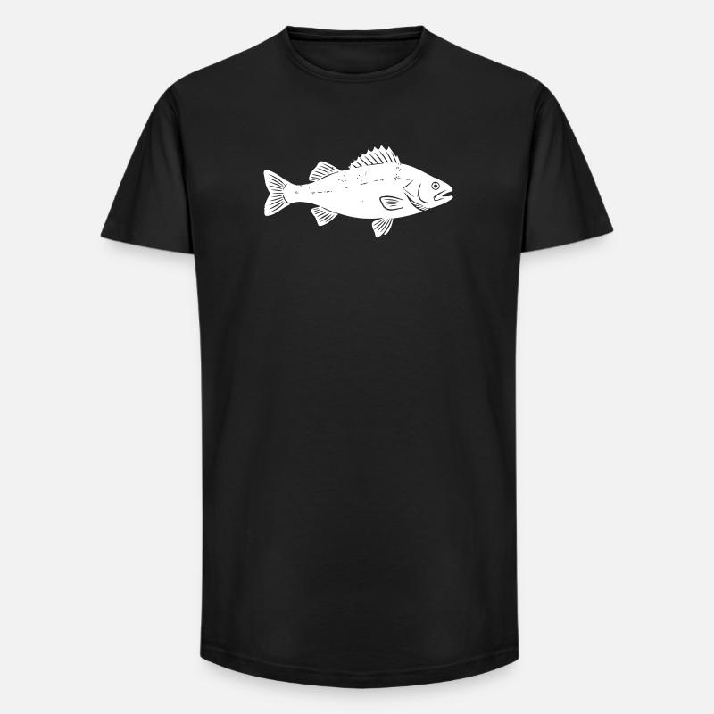 Barsch Flussbarsch Perch Angler Vektor - Long Fit Männer T-Shirt - Schwarz