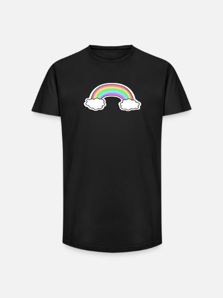 Pastel rainbow with clouds motif - Long Fit Men's T-Shirt - black
