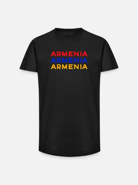Armenia Lettering Flag - Long Fit Men's T-Shirt - black