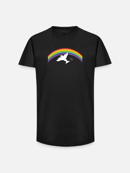 RAINBOW Regenbogen with peace dove - Long Fit Men's T-Shirt - black