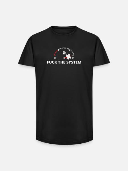 Rebel Gauge Anti-System Print - Long Fit Men's T-Shirt - black