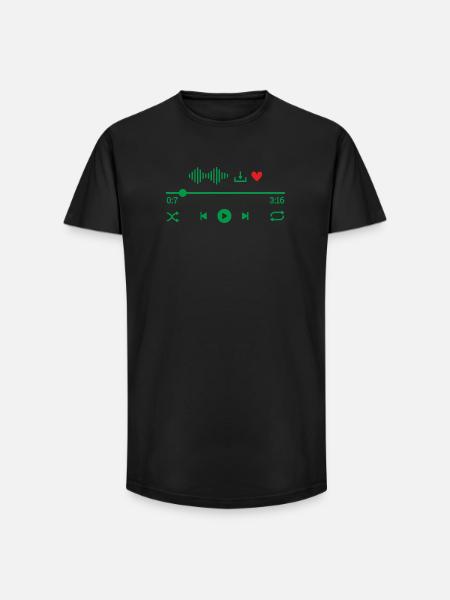 Green Audio Wave Pulse - Long Fit Men's T-Shirt - black