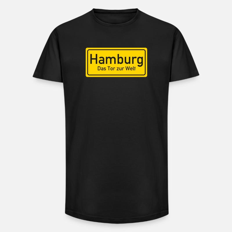 Hamburger Ortsschild Deutschland - Long Fit Männer T-Shirt - Schwarz