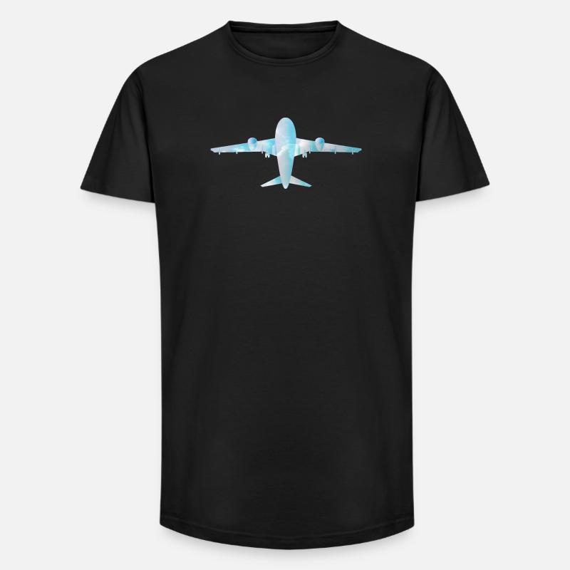 Passenger plane with cloud pattern - Long Fit Men's T-Shirt - black
