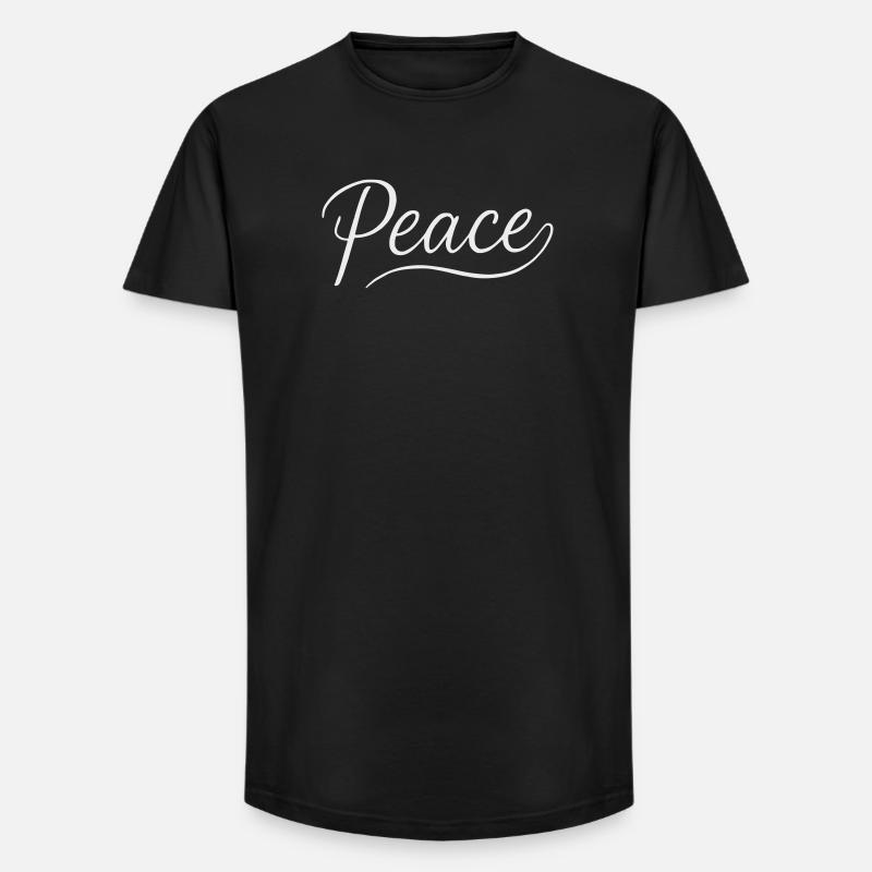 Peace Lettering Cursive Font - Long Fit Men's T-Shirt - black
