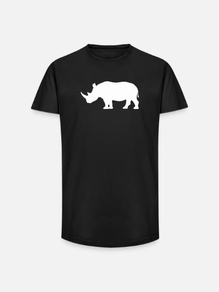 Rhino Silhouette Minimalist - Long Fit Männer T-Shirt - Schwarz