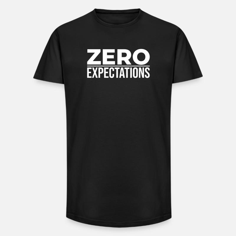 Zero Expectations – Minimal Statement - Long Fit Männer T-Shirt - Schwarz