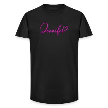 Jennifer Signature Neon Pink - Long Fit Men's T-Shirt - black - Front - AI Model Male 185 light (185cm)