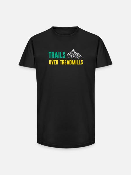 Trailrunning - Trails über Laufbänder - Long Fit Männer T-Shirt - Schwarz